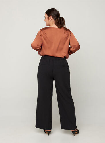 Klassiske ensfarvede bukser, Black, Model image number 0