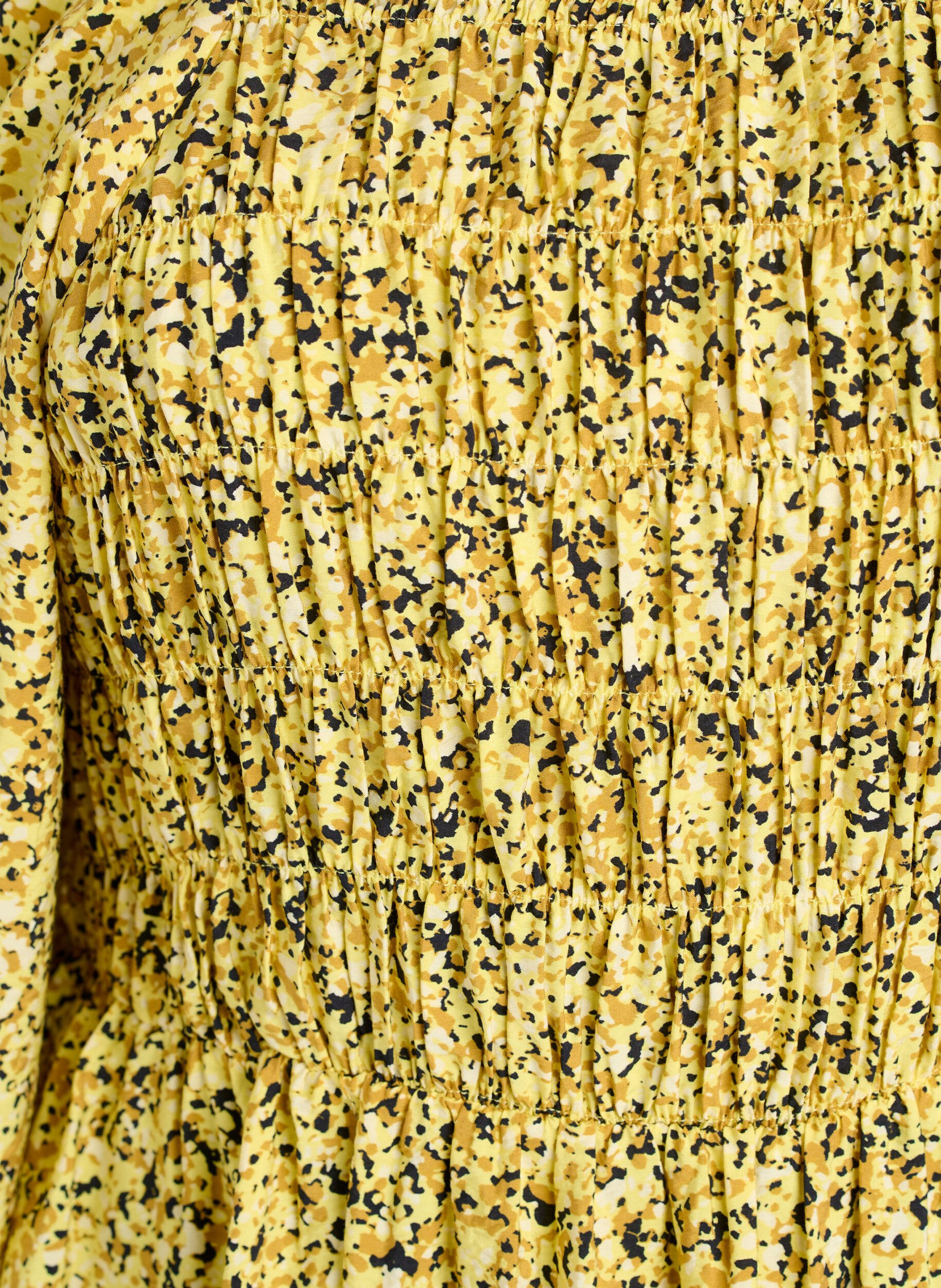ZizziBluse med smock og firkantet halsudsk&aelig;ring, Gul, Packshot image number 2