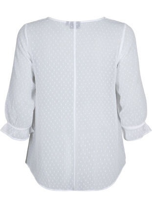FLASH - Bluse med 3/4 ærmer og strukturmønster, White, Packshot image number 1