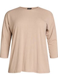 Jerseybluse med 3/4 &aelig;rmer, Beige