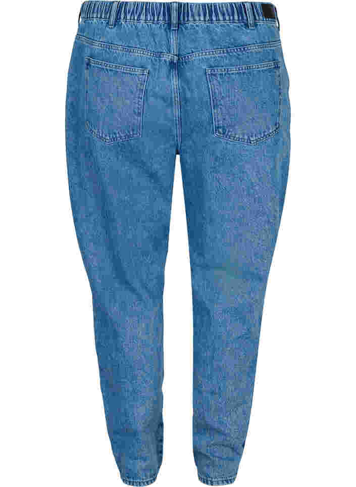 Cropped Mille mom jeans med color-block , Blue denim, Packshot image number 1