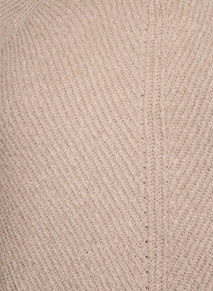 Strikbluse med diagonalt m&oslash;nster og raglan&aelig;rmer, Beige, Packshot image number 2