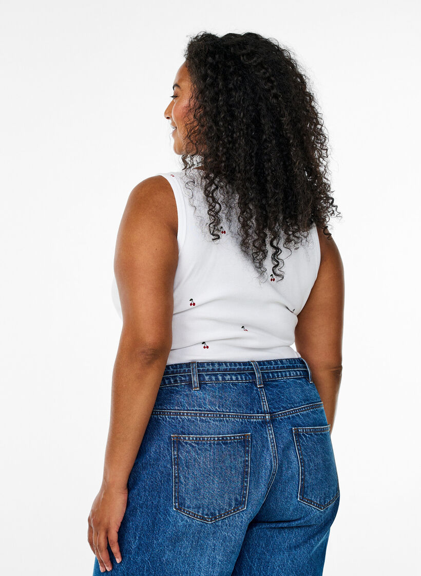 T&aelig;tsiddende top med motiv, Hvid, Model image number 2