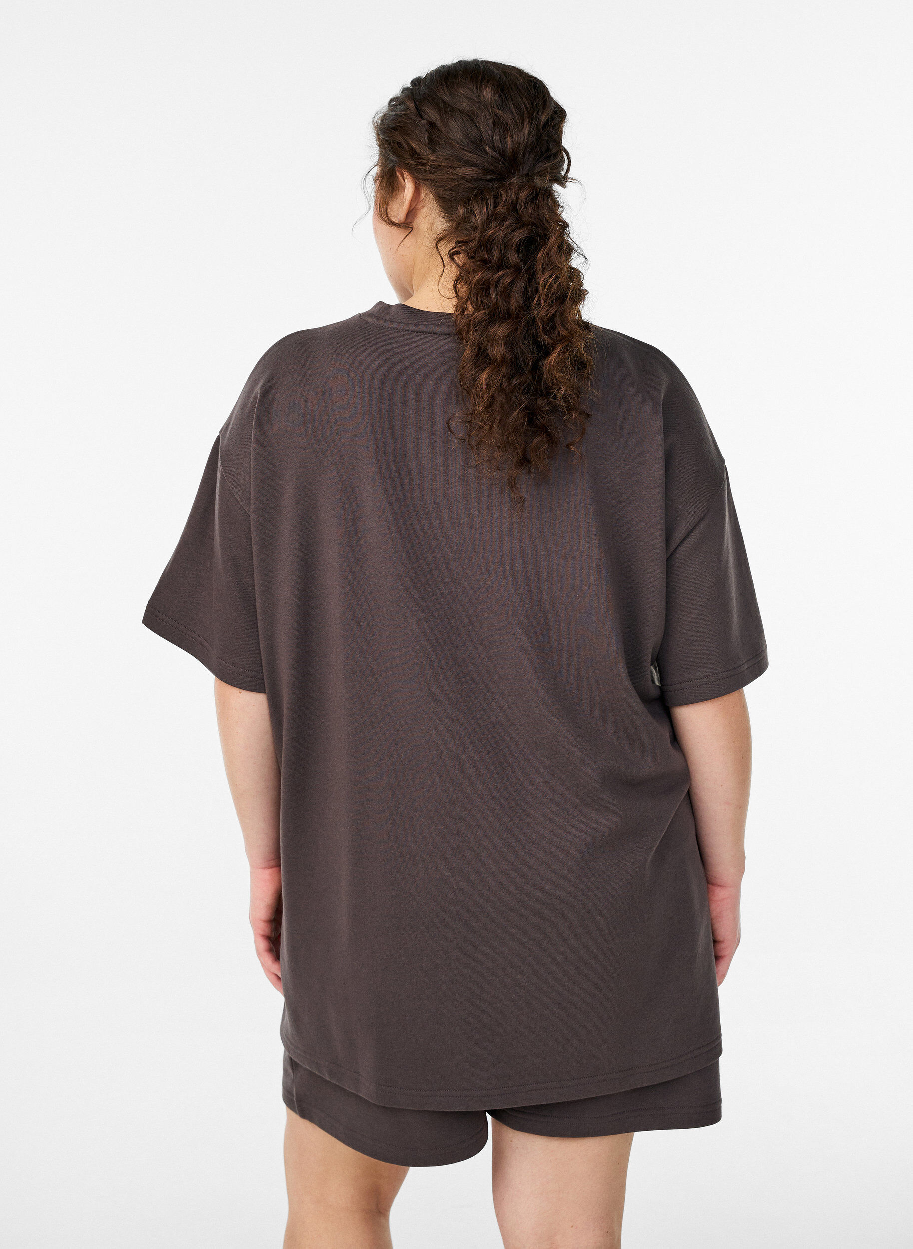 Zizzi Oversize sweat T-shirt, Brun, Model image number 2