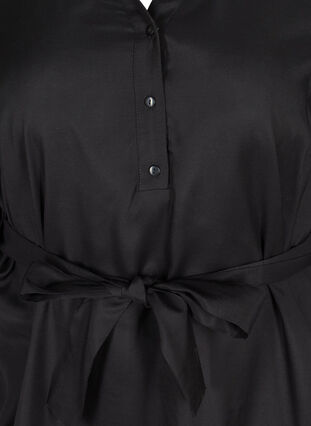 Skjortekjole i viskose med bindebånd, Black, Packshot image number 2