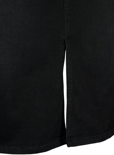 Denim midinederdel med slids, Black, Packshot image number 3