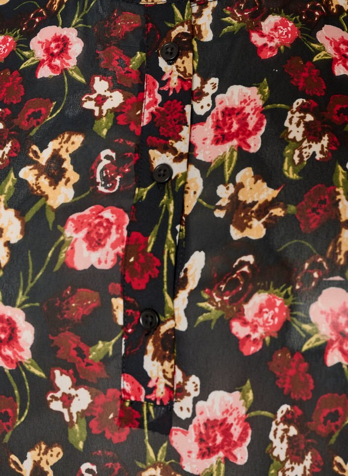 Bluse med all-over print og kort knapstolpe, Lyser&oslash;d, Packshot image number 2