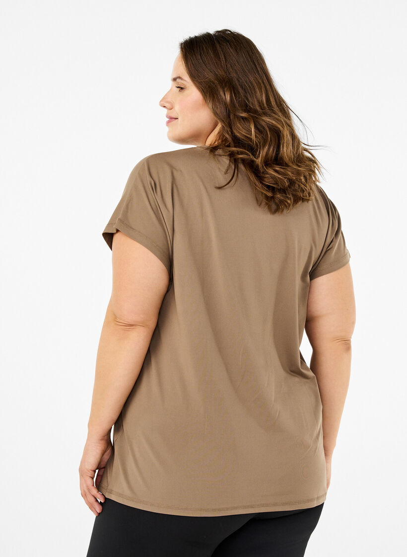 Ensfarvet trænings t-shirt, Beige, Model image number 2
