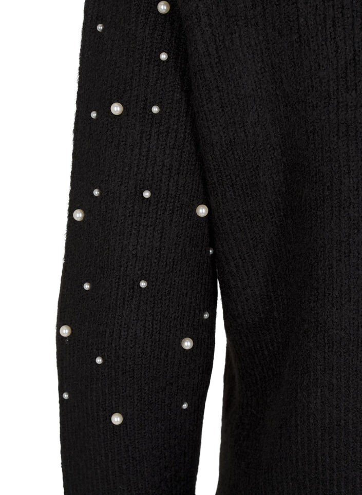 Strikcardigan med perler, Black White Pearls, Packshot image number 3