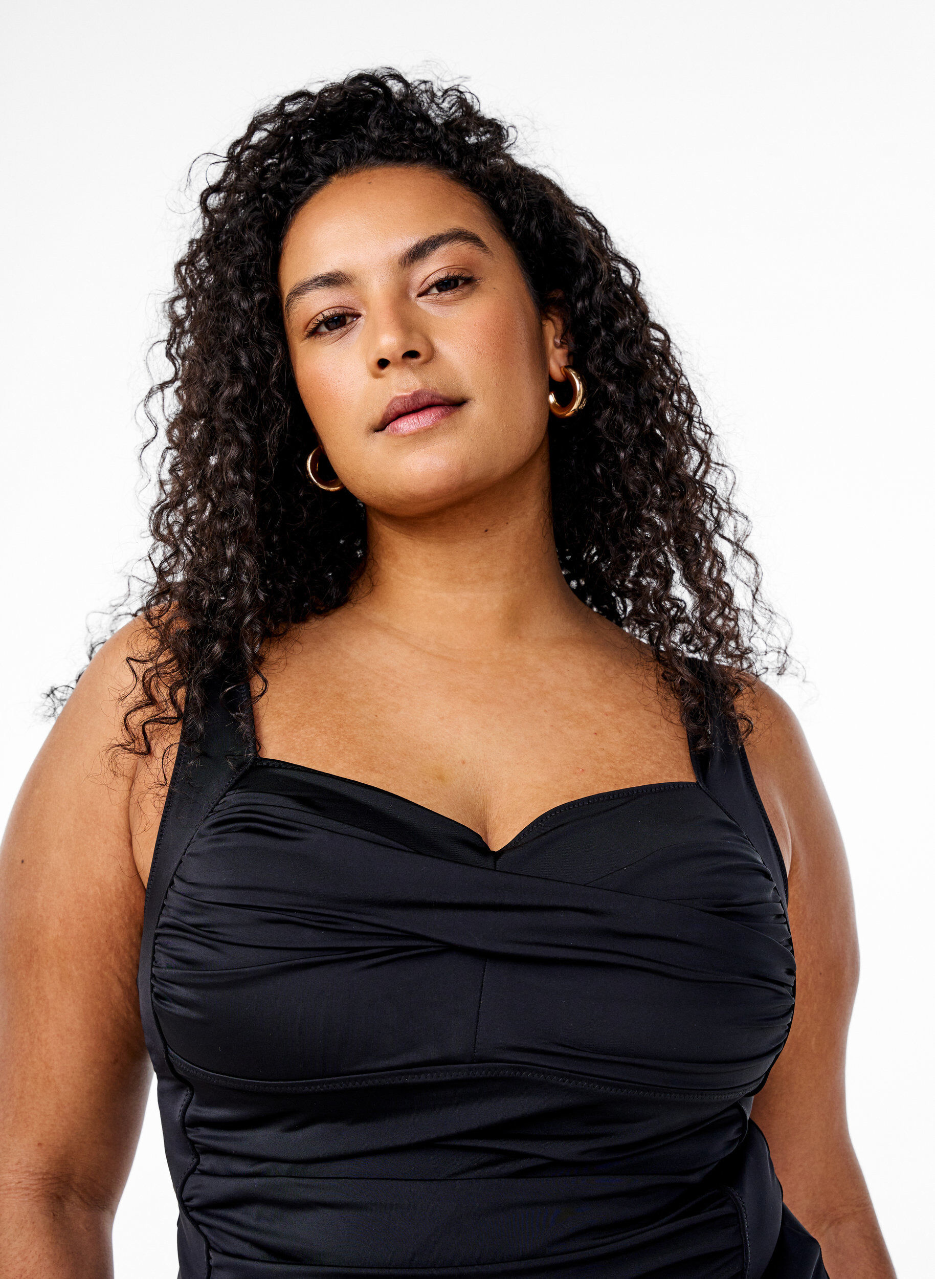ZizziTankini med draperinger, Sort, Model image number 2