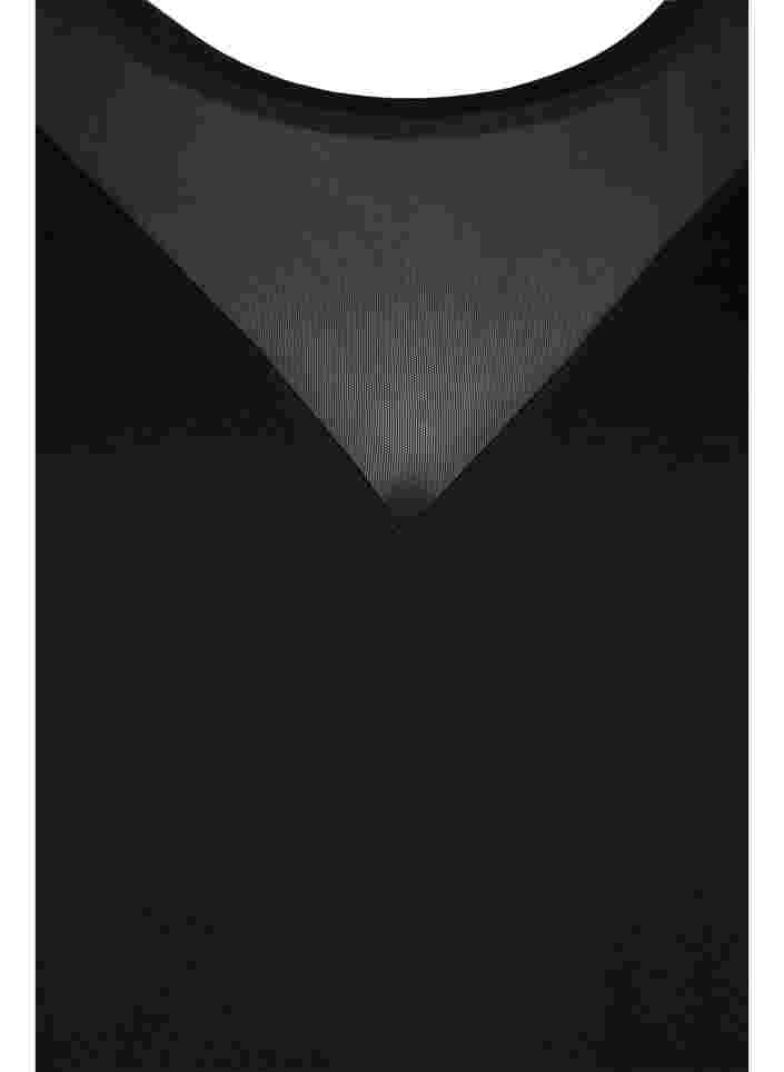 Langærmet træningsbluse med mesh i viskose, Black, Packshot image number 2