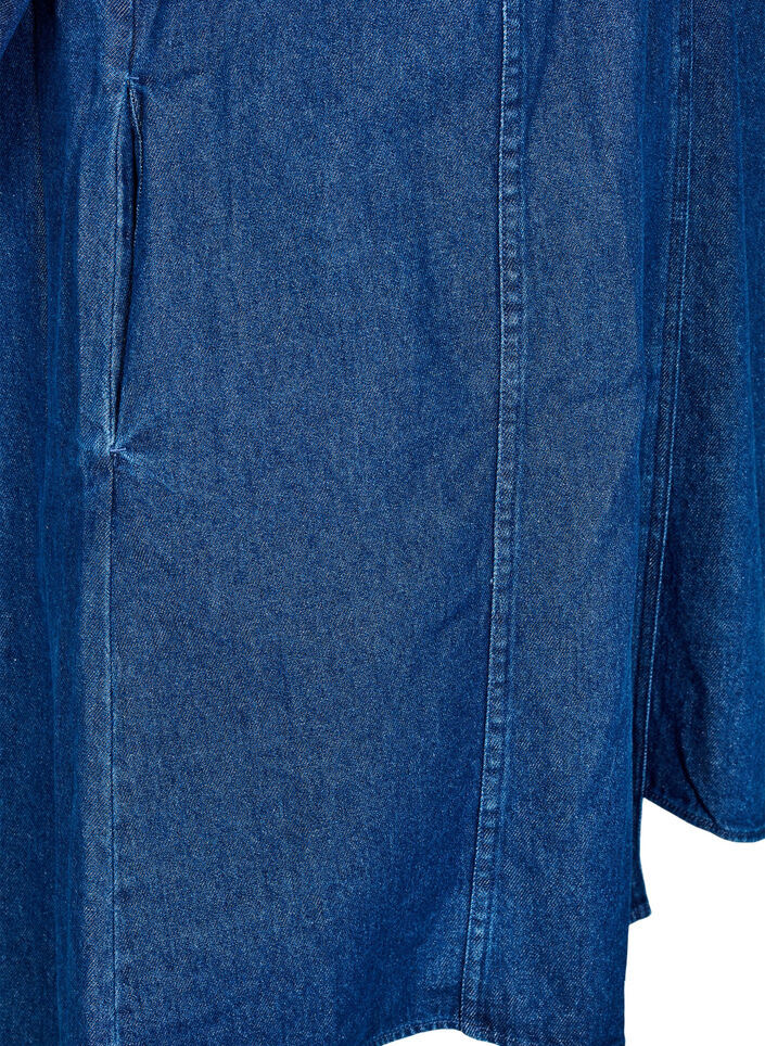 Kort denimkjole med 3/4 &aelig;rmer, Bl&aring;, Packshot image number 3