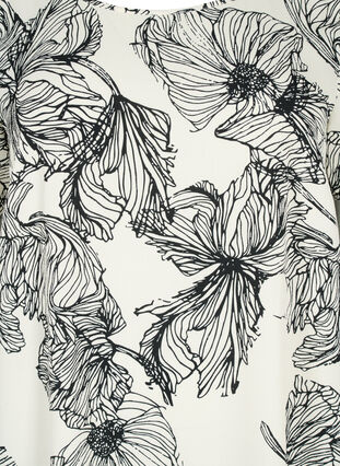 Printet kjole med korte ærmer, White Line Flower, Packshot image number 2