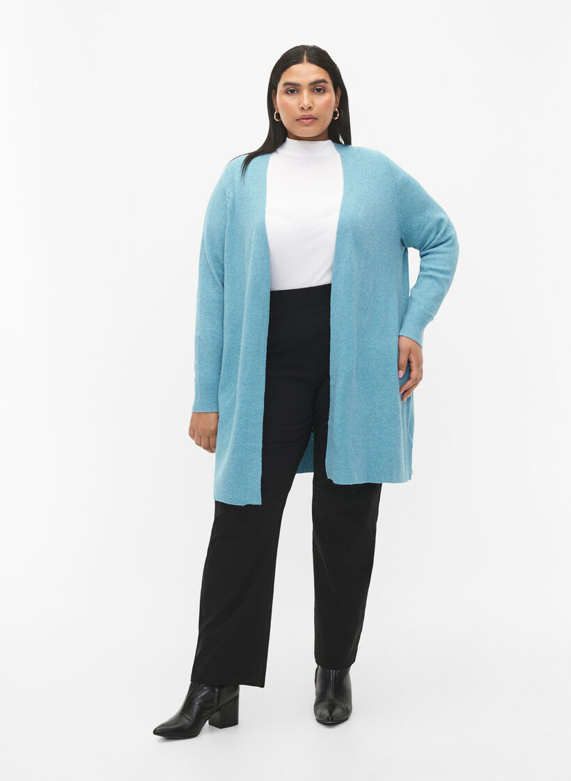 Lang åbenstående cardigan, Reef Water Mel., Model image number 2