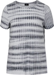 Kortærmet viskose t-shirt med tie-dye print, White, Black Tie Dye