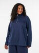 Sweatshirt med h&oslash;j krave og lynl&aring;s, Bl&aring;, Model image number 0