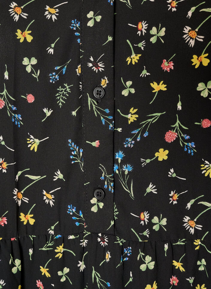 Kjole med all-over print og fl&aelig;selag, Sort, Packshot image number 2