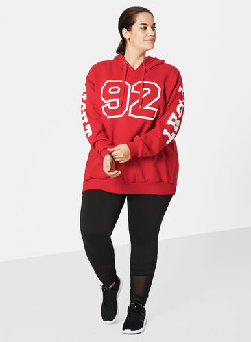 Sweatshirt med hætte, High Risk Red, Model image number 0
