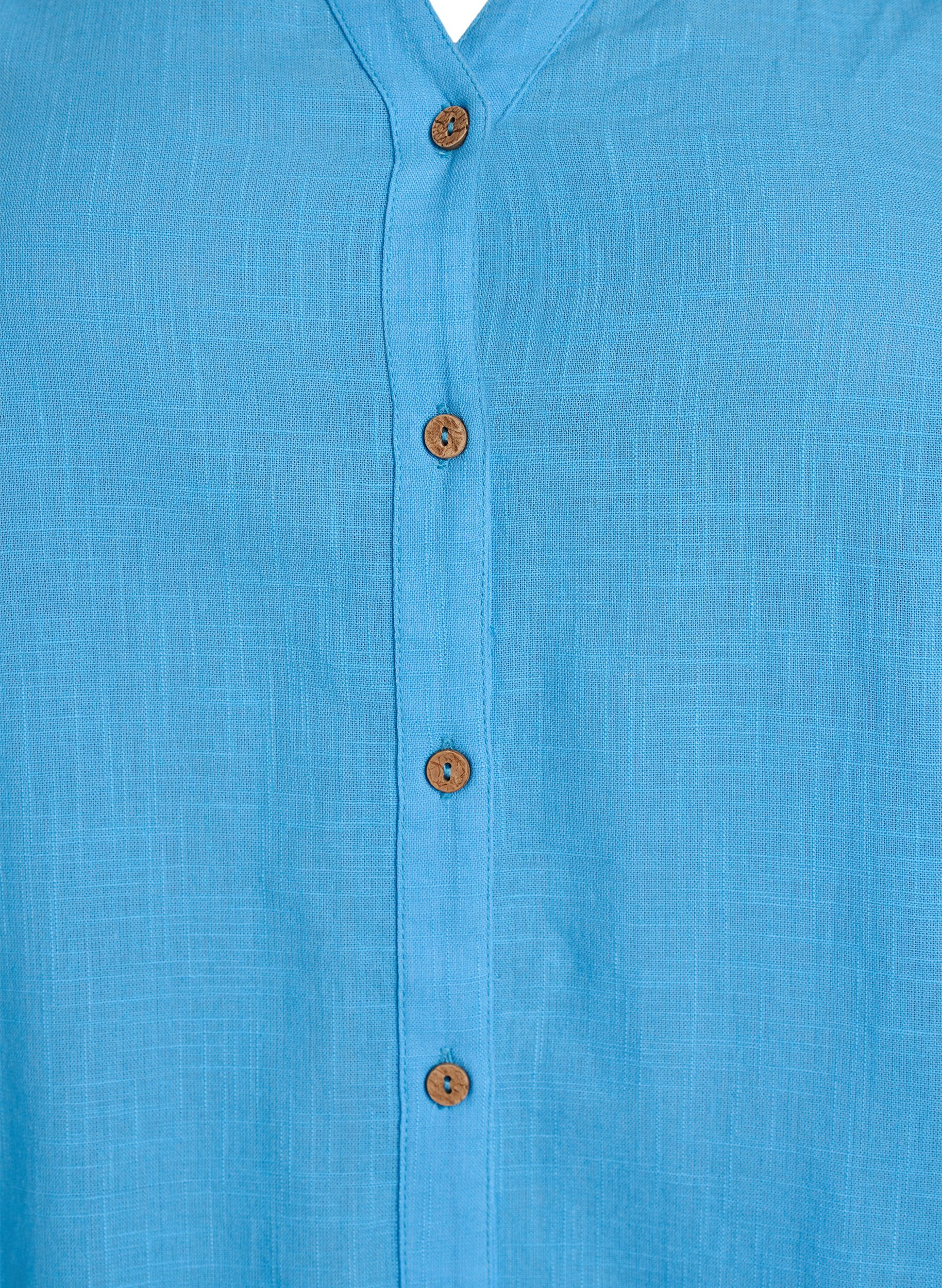 ZizziSkjortebluse i bomuld med V-udsk&aelig;ring, Bl&aring;, Packshot image number 2