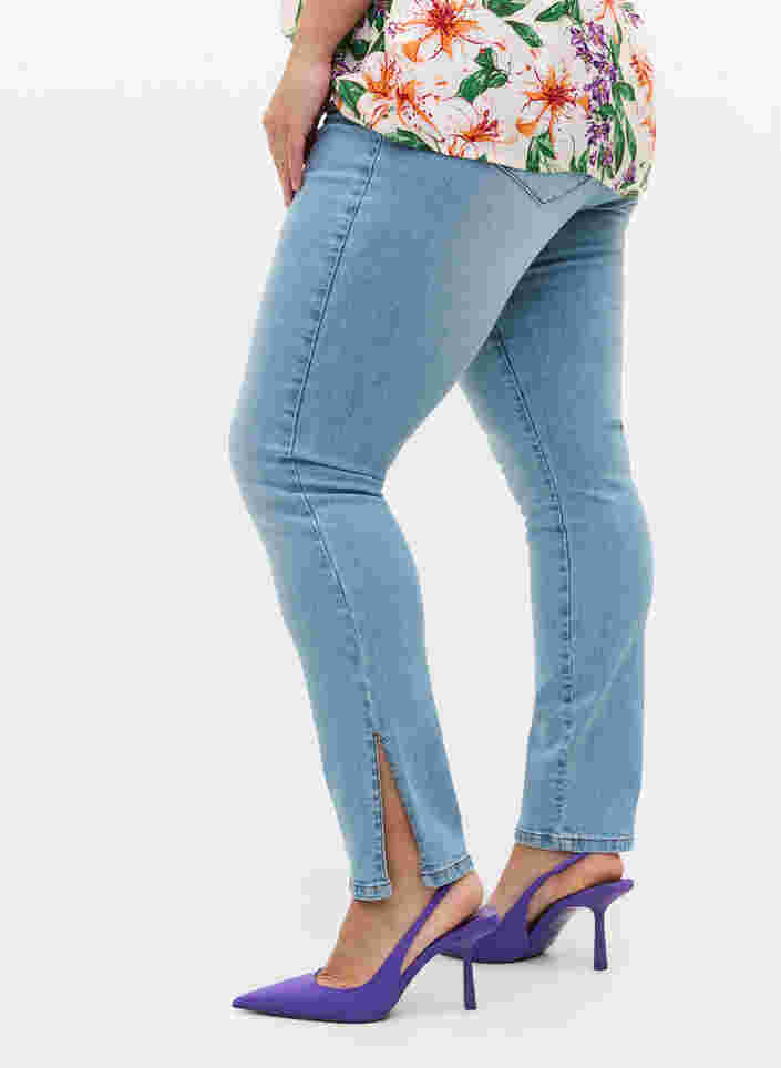Amy jeans med høj talje og slids, Light blue, Model image number 2