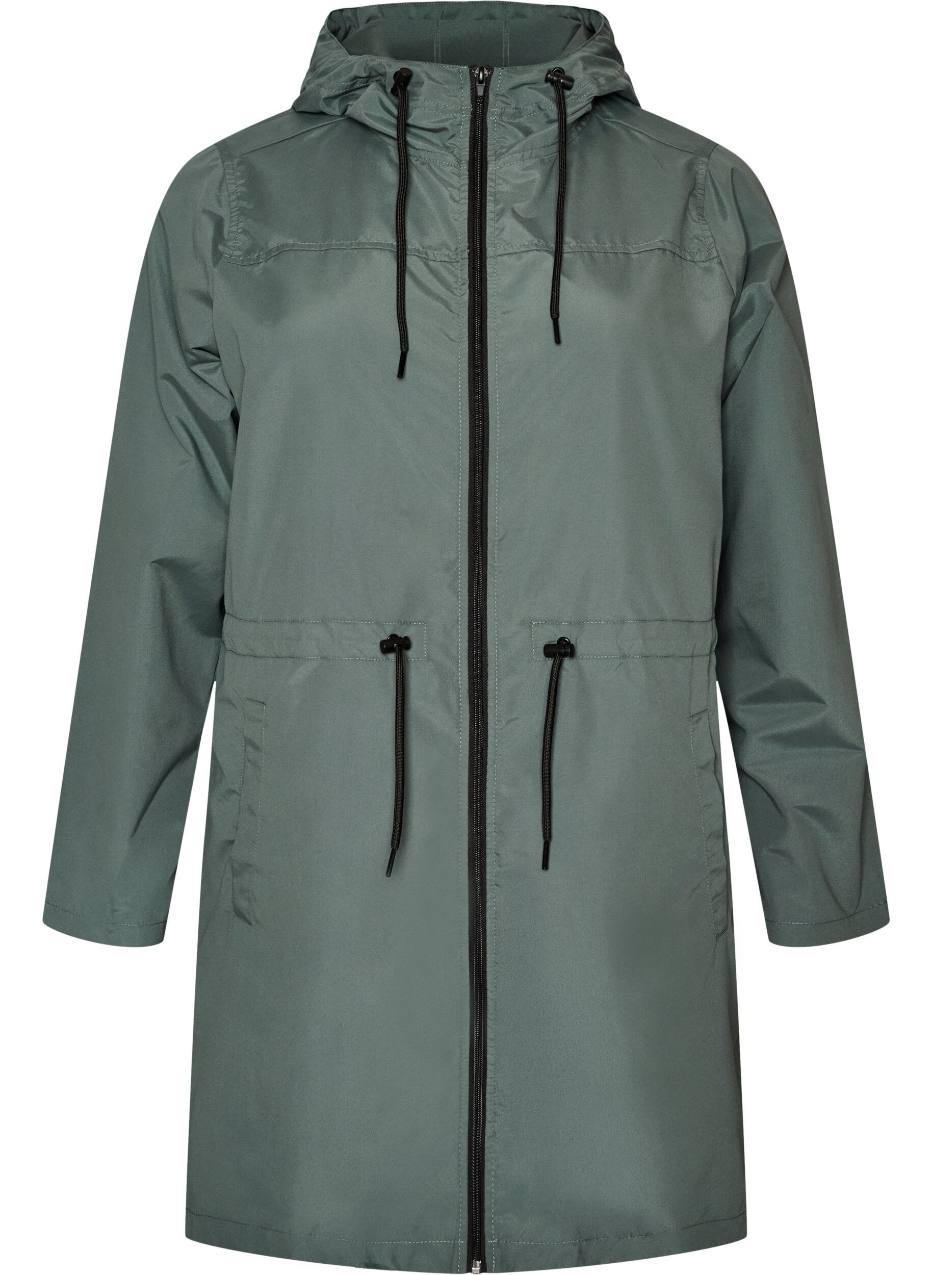ZizziParka i let materiale med h&aelig;tte, Gr&oslash;n, Packshot image number 0