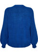 Cardigan i bl&oslash;d strik med guldfarvede knapper, Turkis, Packshot image number 1