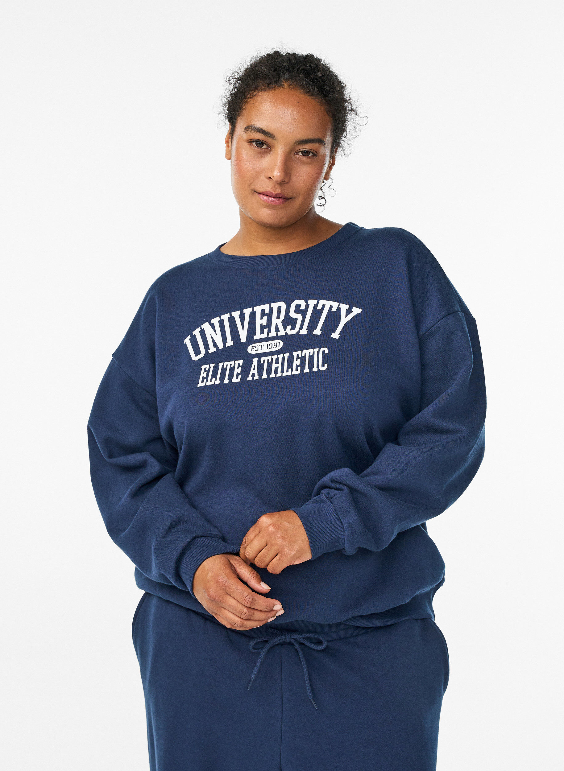 ZizziSweatshirt med tekstmotiv, Bl&aring;, Model image number 0