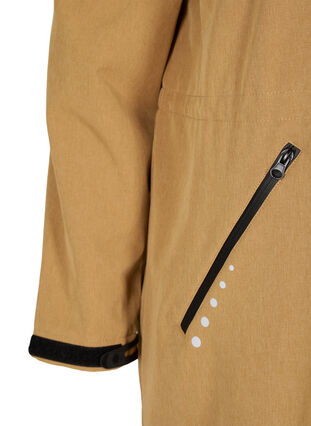 Lang softshell jakke med hætte, Golden Brown Mel., Packshot image number 3