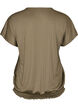 Jerseybluse med strukturstriber og smockkant, Brun, Packshot image number 1