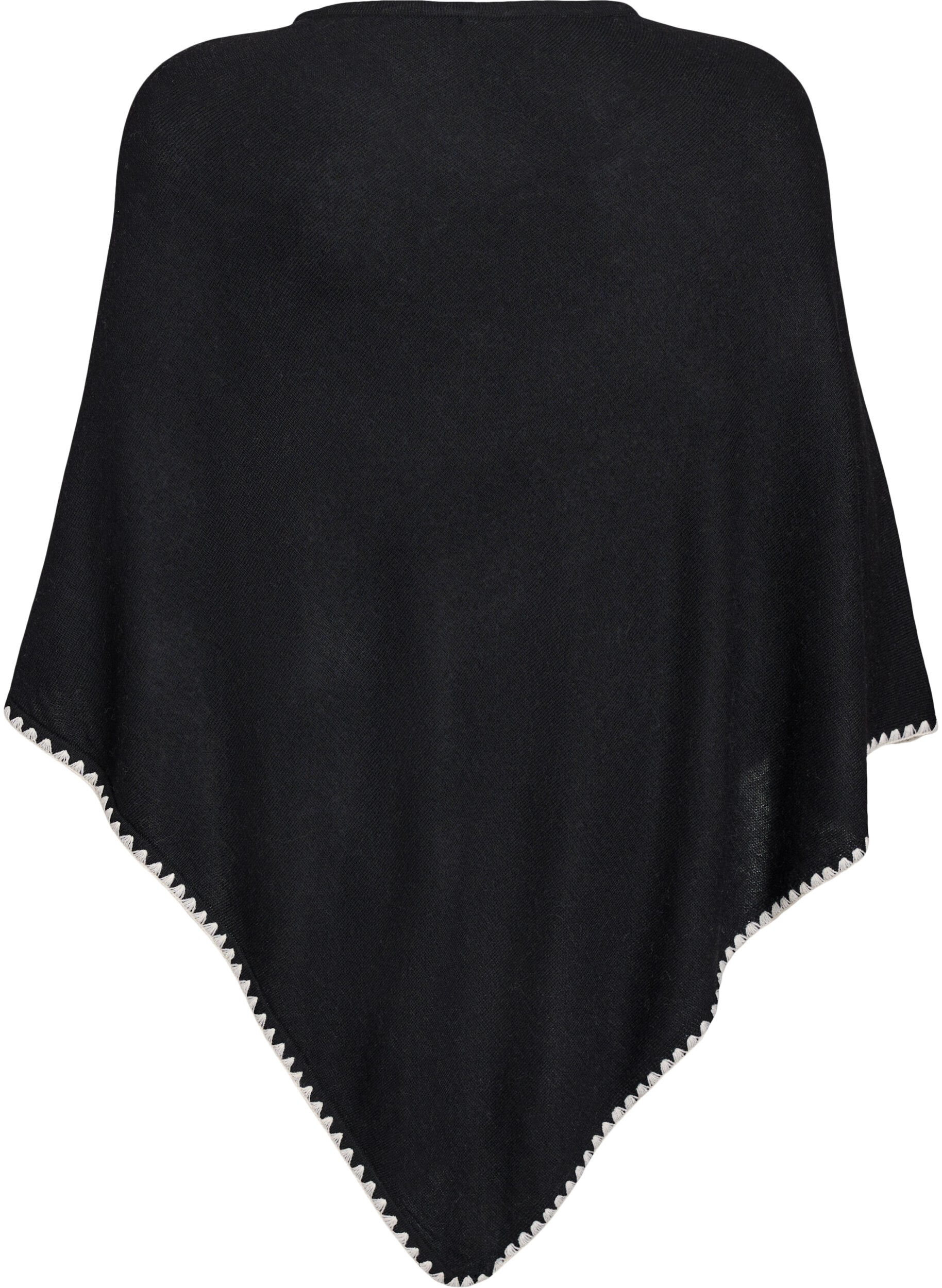 ZizziFinstrikket poncho, Sort, Packshot image number 1