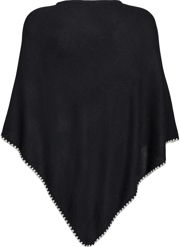 Finstrikket poncho, Sort, Packshot image number 1