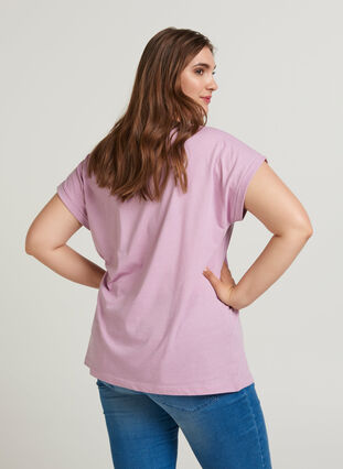 T-shirt i bomuldsmix, Lavender Mist Mel., Model image number 0