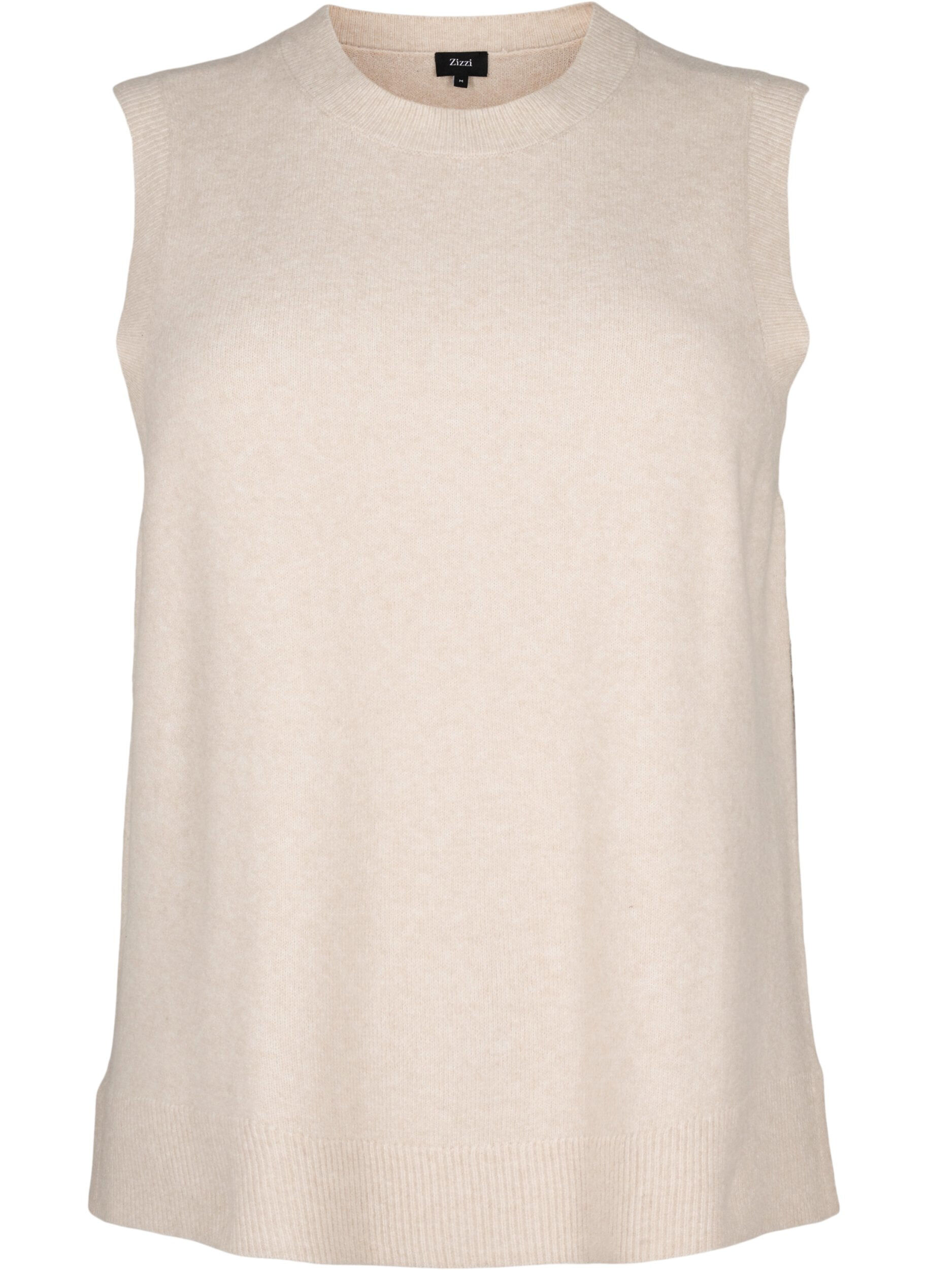 Zizzi Strikvest med ribkant, Pumice Stone Mel., Packshot image number 0