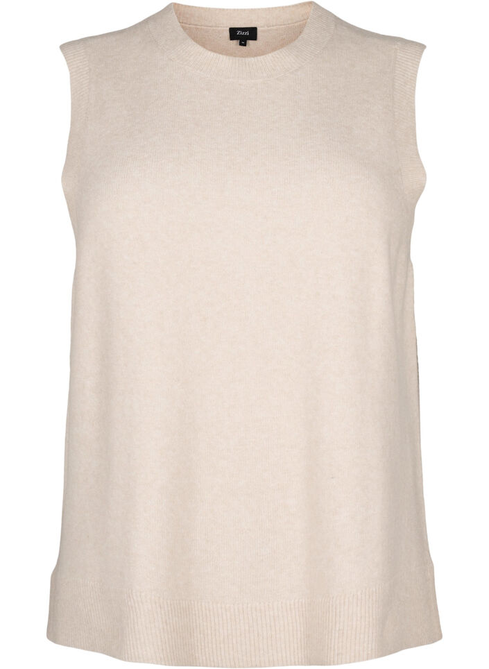 Strikvest med ribkant, Pumice Stone Mel., Packshot image number 0