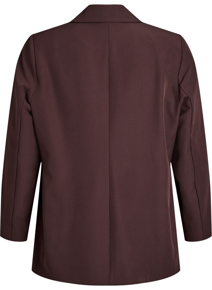Klassisk blazer med knaplukning, Brun, Packshot image number 1