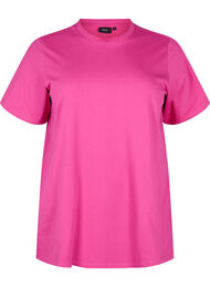 T-shirt i økologisk bomuld med rund hals, Raspberry Rose