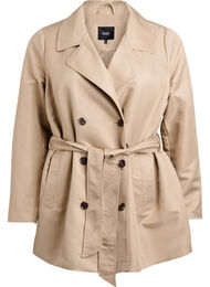 Kort trenchcoat med bælte, Beige