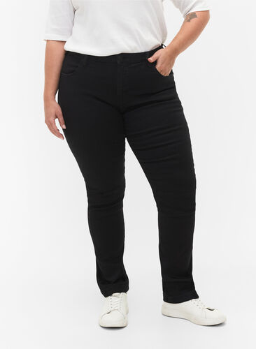 Slim fit Emily jeans med normal talje, Black, Model image number 2