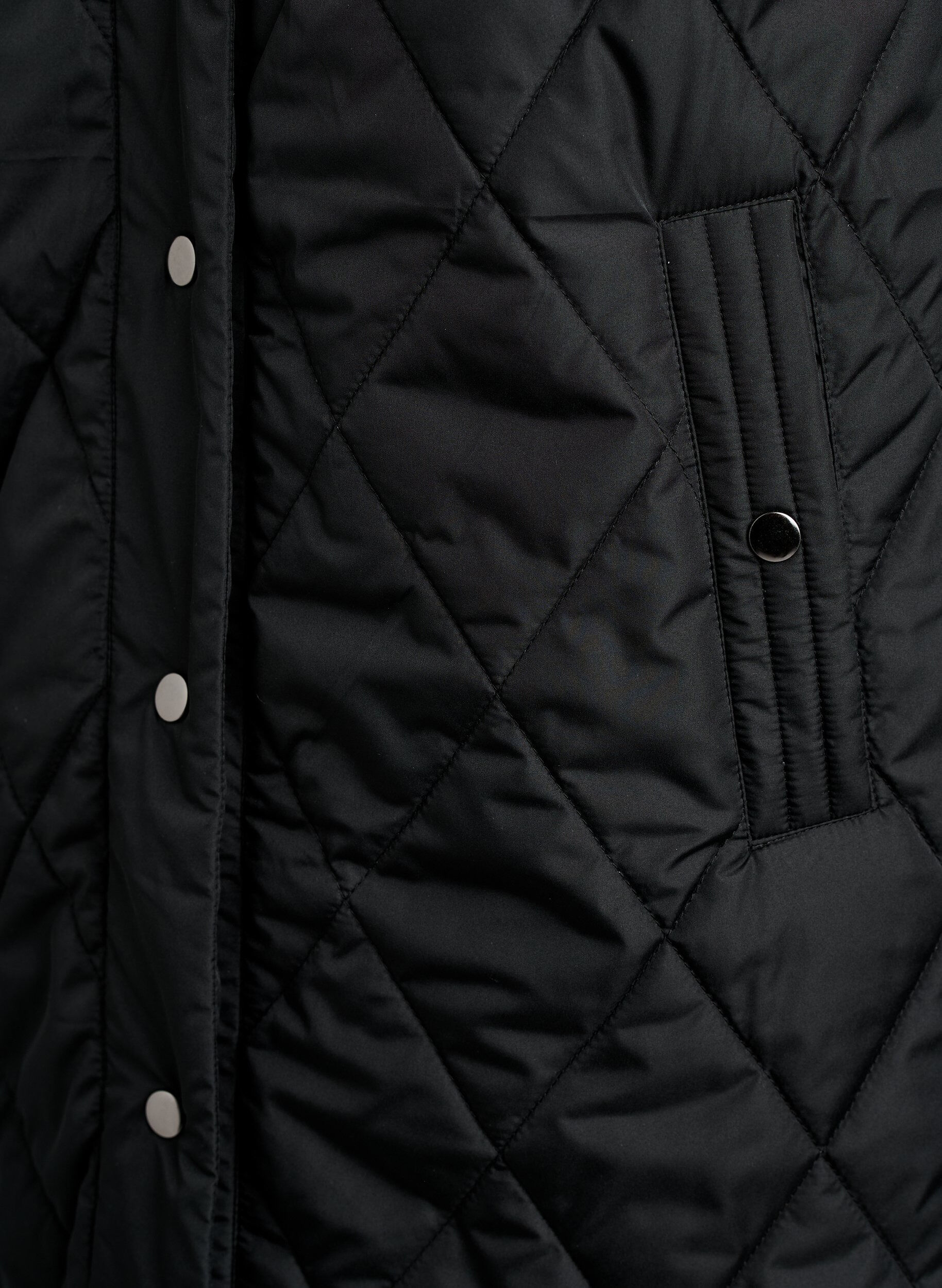 ZizziLang quiltet vest med trykknapper, Sort, Packshot image number 3