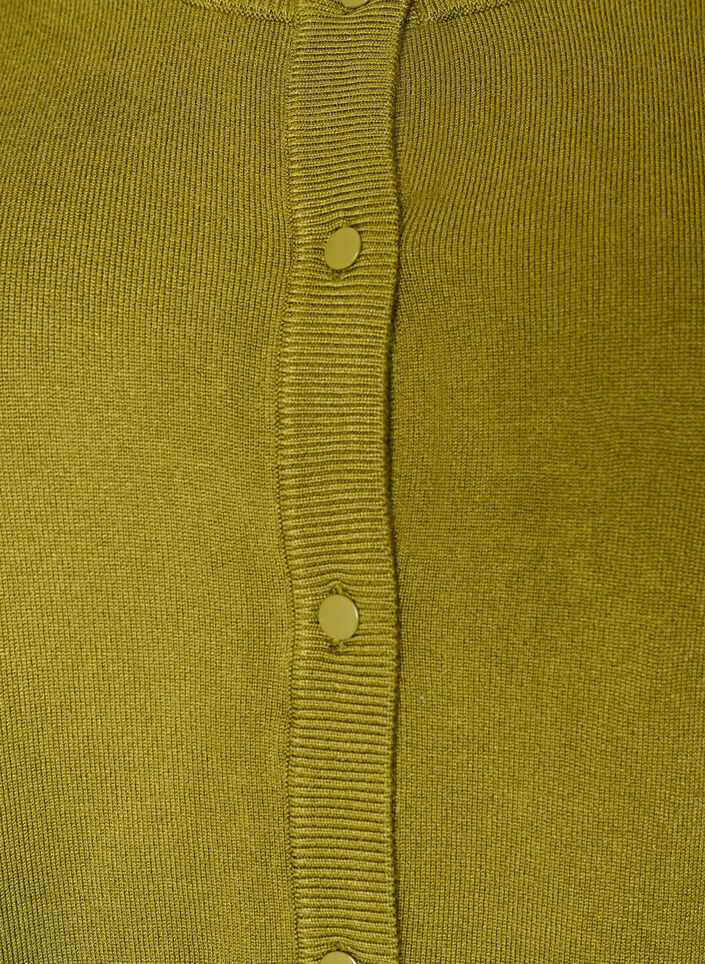 Strikcardigan med rund hals og knapper, Gr&oslash;n, Packshot image number 2