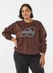 Sweatshirt med broderet tekst, Brun, Model image number 0