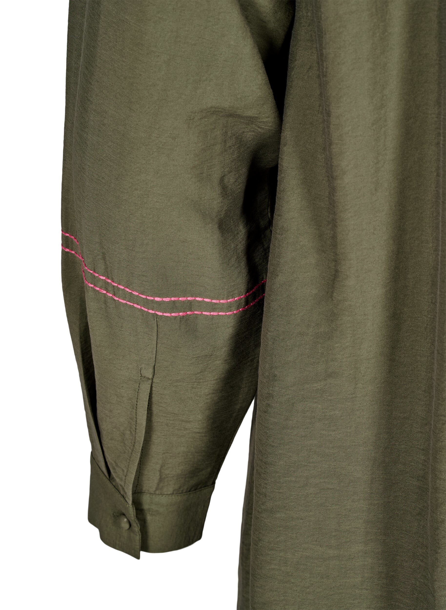 Zizzi Kort kjole med kontrastfarvet broderi, Gr&oslash;n, Packshot image number 3