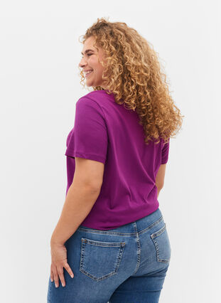 Bomulds t-shirt med tryk, Grape Juice, Model image number 1
