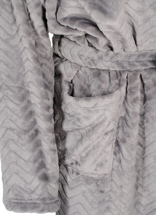 Kort mønstret morgenkåbe med lommer, Dark Grey, Packshot image number 3