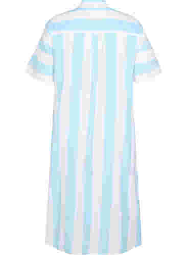 Kortærmet bomulds skjortekjole med striber, Blue Bell Stripe, Packshot image number 1