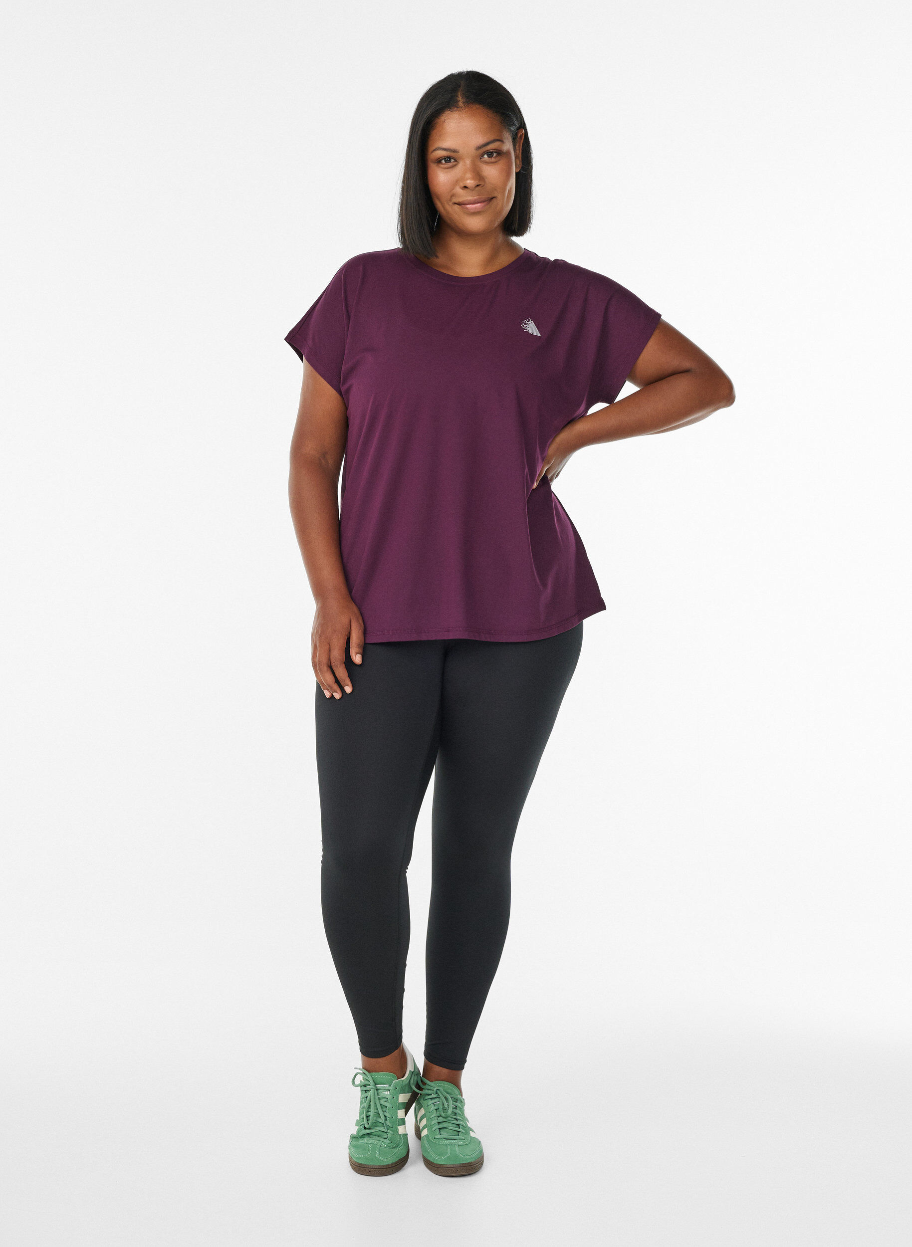 ZizziEnsfarvet tr&aelig;nings t-shirt, Lilla, Model image number 1