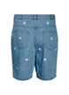 Denimshorts med blomsterbroderi og h&oslash;j talje, Bl&aring;, Packshot image number 1