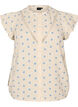 &AElig;rmel&oslash;s bluse med crochetb&aring;nd og fl&aelig;sedetalje, Beige, Packshot image number 0