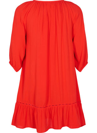 Viskose kjole med 3/4 ærmer , Fiery Red, Packshot image number 1