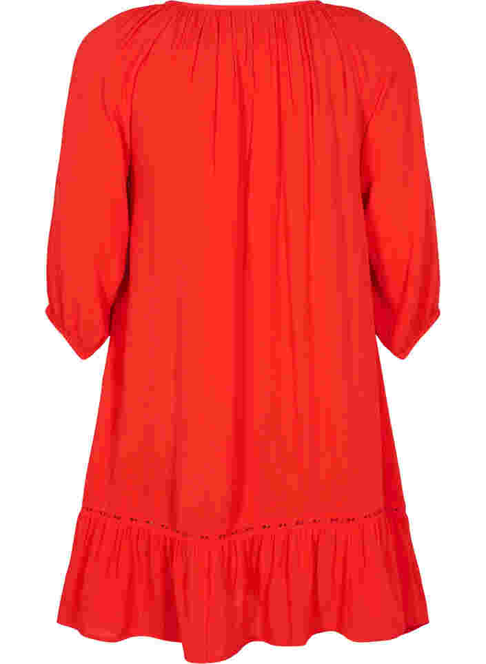 Viskose kjole med 3/4 ærmer , Fiery Red, Packshot image number 1